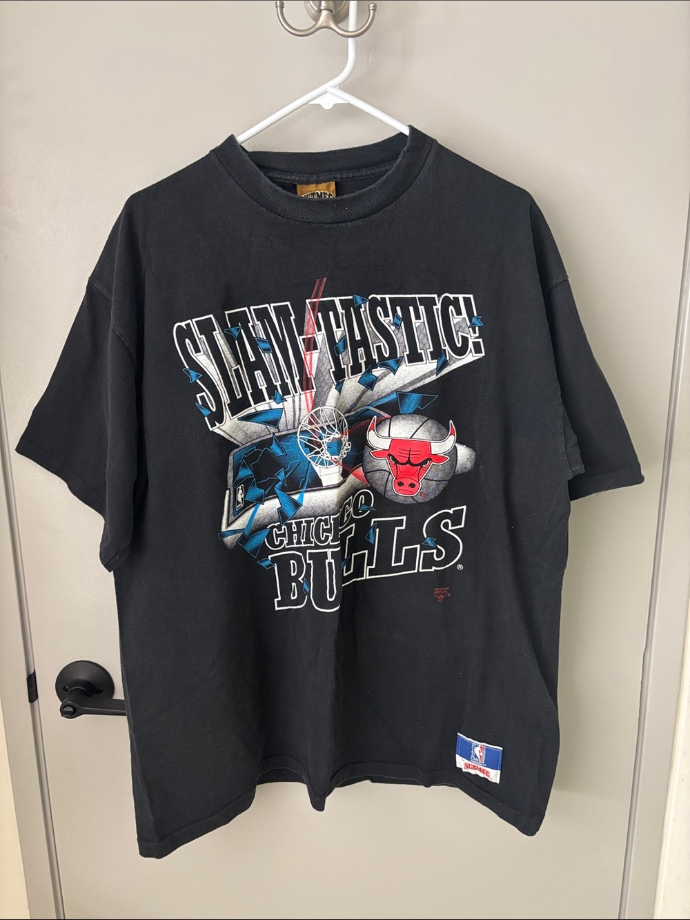 Chicago Bulls "Slam-Tastic" Graphic Tee - Black with Red & Blue Accents